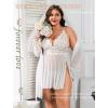 imageAvidlove Plus Size Lingerie Sexy Lingerie Set Womens Exotic Nightgowns Lace Chemise Lingerie Side Slit NightdressWhite