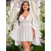 imageAvidlove Plus Size Lingerie Sexy Lingerie Set Womens Exotic Nightgowns Lace Chemise Lingerie Side Slit NightdressWhite
