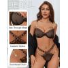 imageAvidlove Sexy Lingerie Set Mesh See Through Underwire Bra Panty Set Leopard Splice Push Up Lingerie with ChainBlack