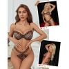 imageAvidlove Sexy Lingerie Set Mesh See Through Underwire Bra Panty Set Leopard Splice Push Up Lingerie with ChainLeopard