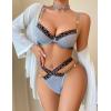 imageAvidlove Sexy Lingerie Set Mesh See Through Underwire Bra Panty Set Leopard Splice Push Up Lingerie with ChainLight Blue