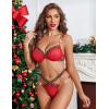 imageAvidlove Sexy Lingerie Set Mesh See Through Underwire Bra Panty Set Leopard Splice Push Up Lingerie with ChainRed