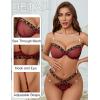 imageAvidlove Sexy Lingerie Set Mesh See Through Underwire Bra Panty Set Leopard Splice Push Up Lingerie with ChainWine Red
