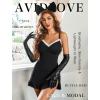 imageAvidlove Sexy Lingerie Women Lace Modal Sleepwear Chemises VNeck Full Slip Babydoll Nightgown Black XXL