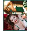 imageAvidlove Women Christmas Lingerie Santa Babydolls Chemises Red Velvet Santa Lingerie SetsGreen