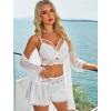 imageAvidlove Women Sexy Lingerie Set 3 Piece Lace Bra and Silk Satin Panty Sets with Mesh Kimono Robe Nightgown SleepwearWhite