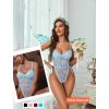 imageAvidlove Women Teddy Lingerie Deep V Lace Bodysuit Lingerie One Piece Mini Babydoll Satiny Side BowLight Blue