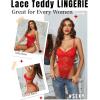 imageAvidlove Women Teddy Lingerie Deep V Lace Bodysuit Lingerie One Piece Mini Babydoll Satiny Side BowRed