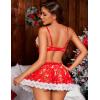imageAvidlove Womens Lingerie Sexy Christmas Set Santa Babydoll Lingerie Lace Trim Bra and Skirt Reindeer Print Lingerie DressChristmas Print Red