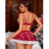 imageAvidlove Womens Lingerie Sexy Christmas Set Santa Babydoll Lingerie Lace Trim Bra and Skirt Reindeer Print Lingerie DressElk Print Red