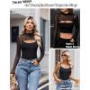 imageAvidlove Womens Long Sleeve Bodysuits Mock Turtle Neck Shapewear Bodysuit Sexy Mesh Bodysuit Two Piece Outfit Cami TopsBlack