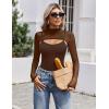 imageAvidlove Womens Long Sleeve Bodysuits Mock Turtle Neck Shapewear Bodysuit Sexy Mesh Bodysuit Two Piece Outfit Cami TopsBrown