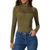 imageAvidlove Bodysuits for Women Mock Neck Shapewear Body Suit Long Sleeve Leotard Mesh Going Out Tops Concert OutfitsOlive Green