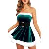 imageAvidlove Christmas Dress Santa Clause Outfit Mini Dress Casual Swing Dress with Santa BeltGreen