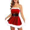 imageAvidlove Christmas Dress Santa Clause Outfit Mini Dress Casual Swing Dress with Santa BeltRed