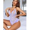 imageAvidlove Teddy Lingerie for Women Sexy Cut Out Lace Bodysuit One Piece Criss Cross Backless Mini BabydollLavender