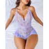 imageAvidlove Teddy Lingerie for Women Sexy Cut Out Lace Bodysuit One Piece Criss Cross Backless Mini BabydollLavender