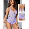 imageAvidlove Teddy Lingerie for Women Sexy Cut Out Lace Bodysuit One Piece Criss Cross Backless Mini BabydollLavender