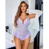 imageAvidlove Teddy Lingerie for Women Sexy Cut Out Lace Bodysuit One Piece Criss Cross Backless Mini BabydollLavender