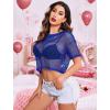 imageAvidlove Womens Sheer Fishnet Top Sexy Short Sleeves Net T Shirts Crop TopBlue