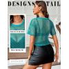 imageAvidlove Womens Sheer Fishnet Top Sexy Short Sleeves Net T Shirts Crop TopLight Green