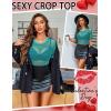 imageAvidlove Womens Sheer Fishnet Top Sexy Short Sleeves Net T Shirts Crop TopLight Green