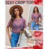 imageAvidlove Womens Sheer Fishnet Top Sexy Short Sleeves Net T Shirts Crop TopLight Purple