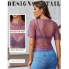 imageAvidlove Womens Sheer Fishnet Top Sexy Short Sleeves Net T Shirts Crop TopLight Purple