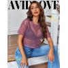 imageAvidlove Womens Sheer Fishnet Top Sexy Short Sleeves Net T Shirts Crop TopLight Purple
