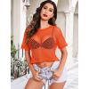 imageAvidlove Womens Sheer Fishnet Top Sexy Short Sleeves Net T Shirts Crop TopNeon Orange