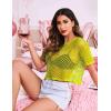 imageAvidlove Womens Sheer Fishnet Top Sexy Short Sleeves Net T Shirts Crop TopNeon Yellow