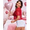 imageAvidlove Womens Sheer Fishnet Top Sexy Short Sleeves Net T Shirts Crop TopRed