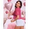 imageAvidlove Womens Sheer Fishnet Top Sexy Short Sleeves Net T Shirts Crop TopRose