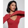 imageAvidlove Bodysuit for Women Long Sleeve Double Lined Tank Top V Neck Bodysuit Tummy Control ShapewearWine Red