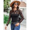 imageAvidlove Lace Long Sleeve Bodysuit for Women Crew Neck Body Suits Slimming Going Out Concert Tops Fall OutfitsBlack