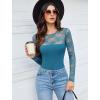 imageAvidlove Lace Long Sleeve Bodysuit for Women Crew Neck Body Suits Slimming Going Out Concert Tops Fall OutfitsBlue Green