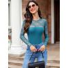 imageAvidlove Lace Long Sleeve Bodysuit for Women Crew Neck Body Suits Slimming Going Out Concert Tops Fall OutfitsBlue Green
