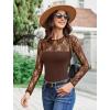 imageAvidlove Lace Long Sleeve Bodysuit for Women Crew Neck Body Suits Slimming Going Out Concert Tops Fall OutfitsBrown