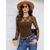 imageAvidlove Lace Long Sleeve Bodysuit for Women Crew Neck Body Suits Slimming Going Out Concert Tops Fall OutfitsBrown