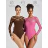 imageAvidlove Lace Long Sleeve Bodysuit for Women Crew Neck Body Suits Slimming Going Out Concert Tops Fall OutfitsBrown