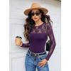 imageAvidlove Lace Long Sleeve Bodysuit for Women Crew Neck Body Suits Slimming Going Out Concert Tops Fall OutfitsDark Purple