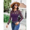 imageAvidlove Lace Long Sleeve Bodysuit for Women Crew Neck Body Suits Slimming Going Out Concert Tops Fall OutfitsDark Purple