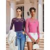imageAvidlove Lace Long Sleeve Bodysuit for Women Crew Neck Body Suits Slimming Going Out Concert Tops Fall OutfitsDark Purple
