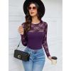 imageAvidlove Lace Long Sleeve Bodysuit for Women Crew Neck Body Suits Slimming Going Out Concert Tops Fall OutfitsDark Purple
