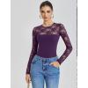 imageAvidlove Lace Long Sleeve Bodysuit for Women Crew Neck Body Suits Slimming Going Out Concert Tops Fall OutfitsDark Purple