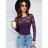 imageAvidlove Lace Long Sleeve Bodysuit for Women Crew Neck Body Suits Slimming Going Out Concert Tops Fall OutfitsDark Purple