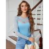 imageAvidlove Lace Long Sleeve Bodysuit for Women Crew Neck Body Suits Slimming Going Out Concert Tops Fall OutfitsLight Blue