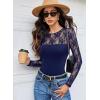 imageAvidlove Lace Long Sleeve Bodysuit for Women Crew Neck Body Suits Slimming Going Out Concert Tops Fall OutfitsNave Blue