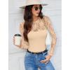 imageAvidlove Lace Long Sleeve Bodysuit for Women Crew Neck Body Suits Slimming Going Out Concert Tops Fall OutfitsNude