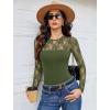 imageAvidlove Lace Long Sleeve Bodysuit for Women Crew Neck Body Suits Slimming Going Out Concert Tops Fall OutfitsOlive Green